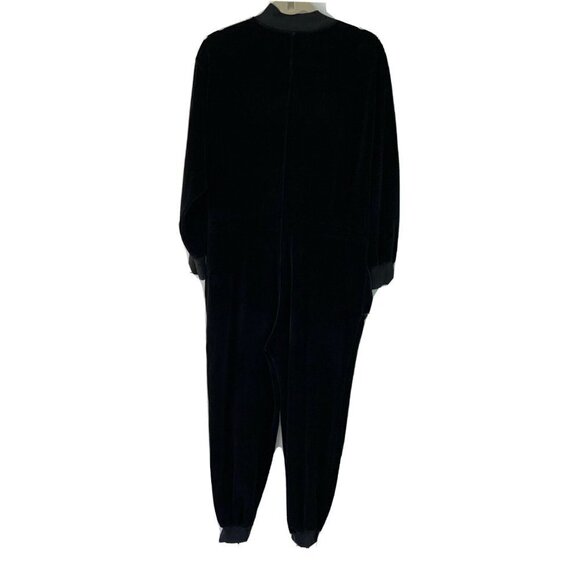 Jaeger Jumpsuit Small S Womens Velour Drawstring Side Pockets Long Sleeve Black - Picture 2 of 12